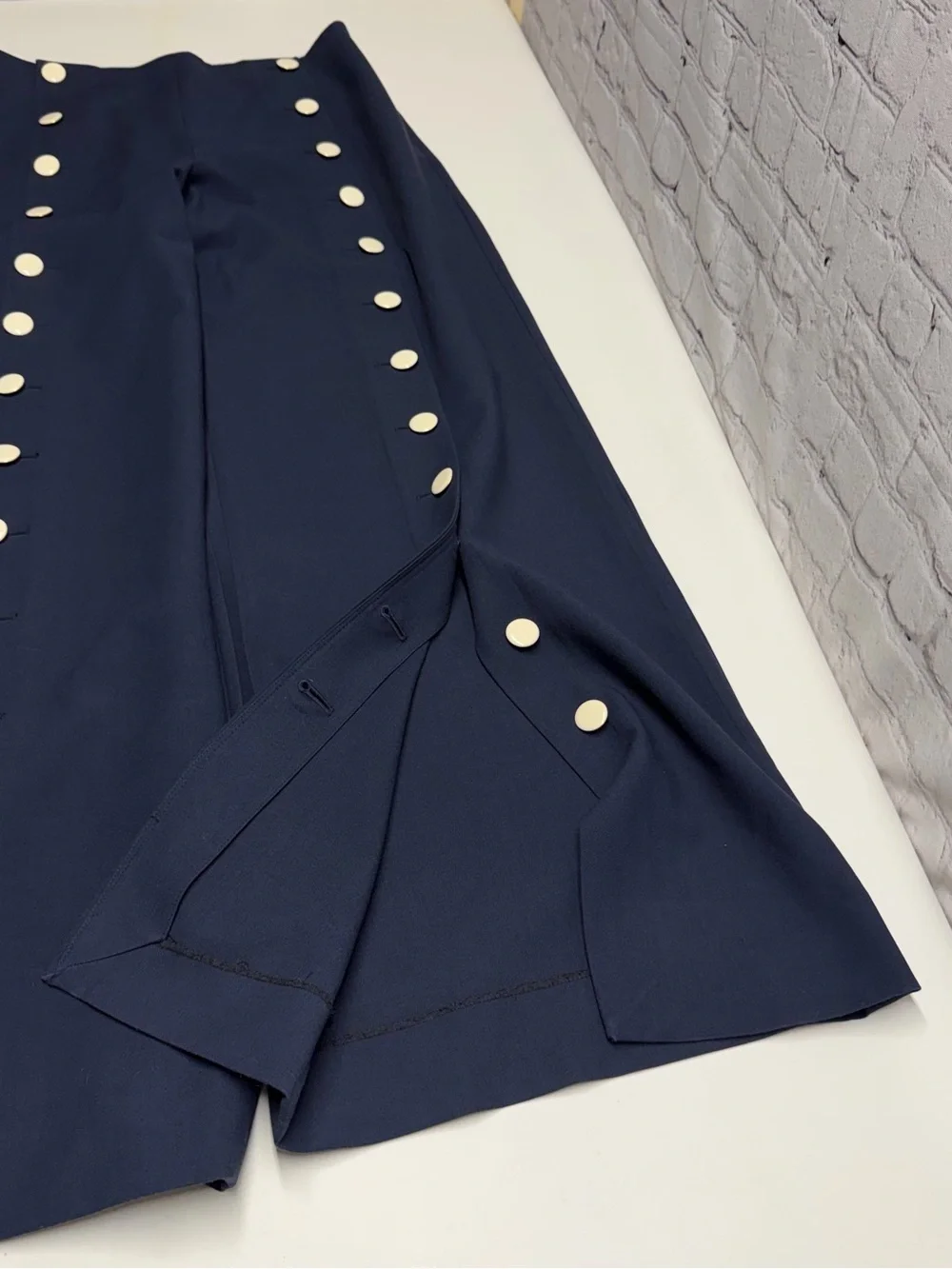 Tory Burch Navy Wide-Leg Sailor Pants with Cream Buttons size 8